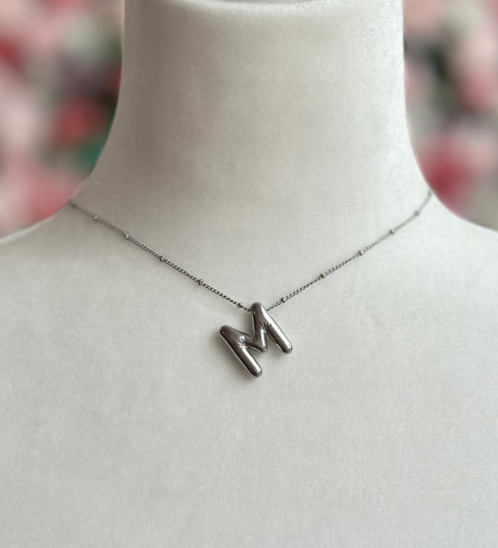 Silver Bubble Initial Necklace
