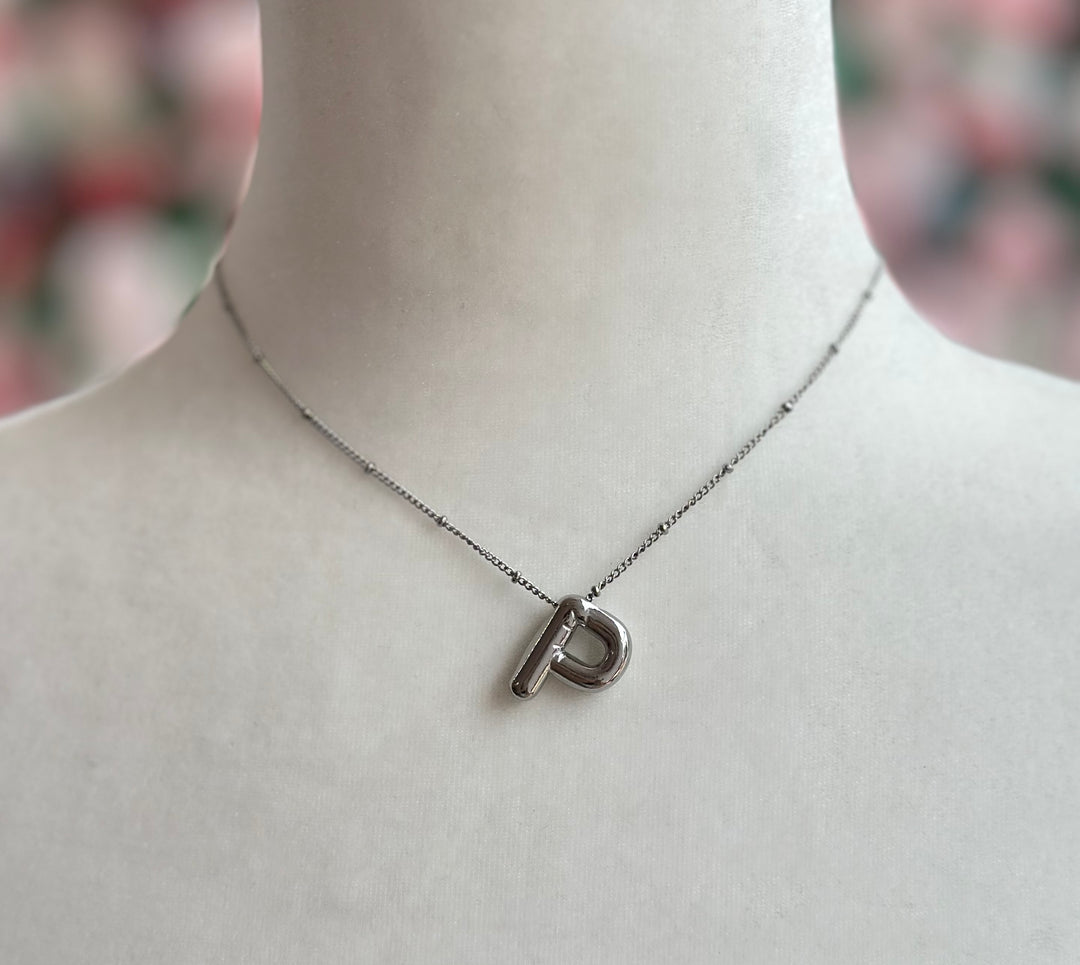 Silver Bubble Initial Necklace
