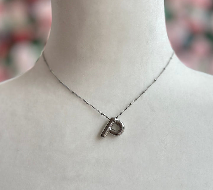 Silver Bubble Initial Necklace