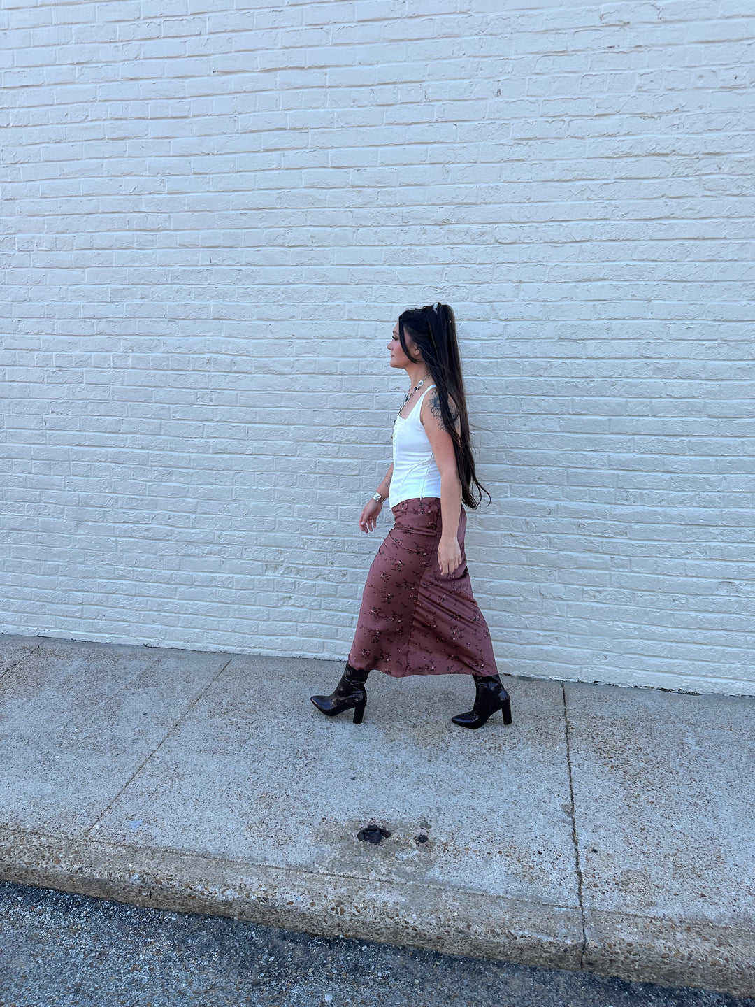 Floral Brown Maxi Skirt