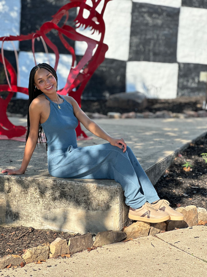 Chic Rib Tank & Terry Wide Pant Set