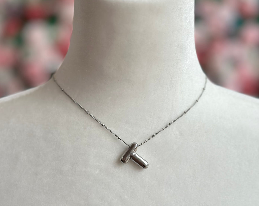 Silver Bubble Initial Necklace