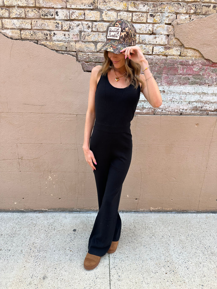 Sleeveless Bell Bottoms Sweater Jumpsuit