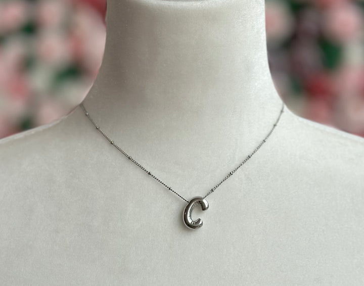 Silver Bubble Initial Necklace
