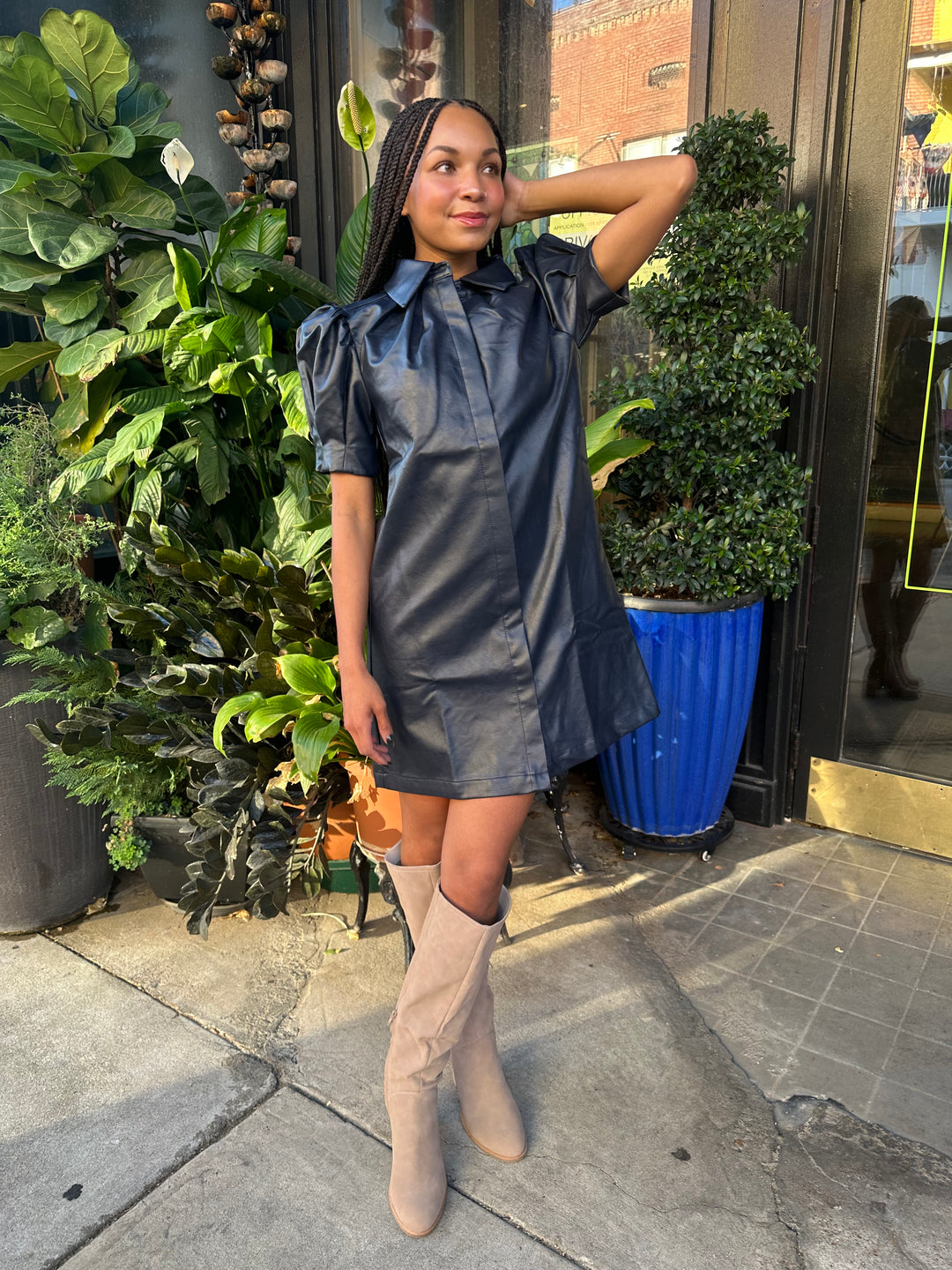 Vegan Leather Mini Dress