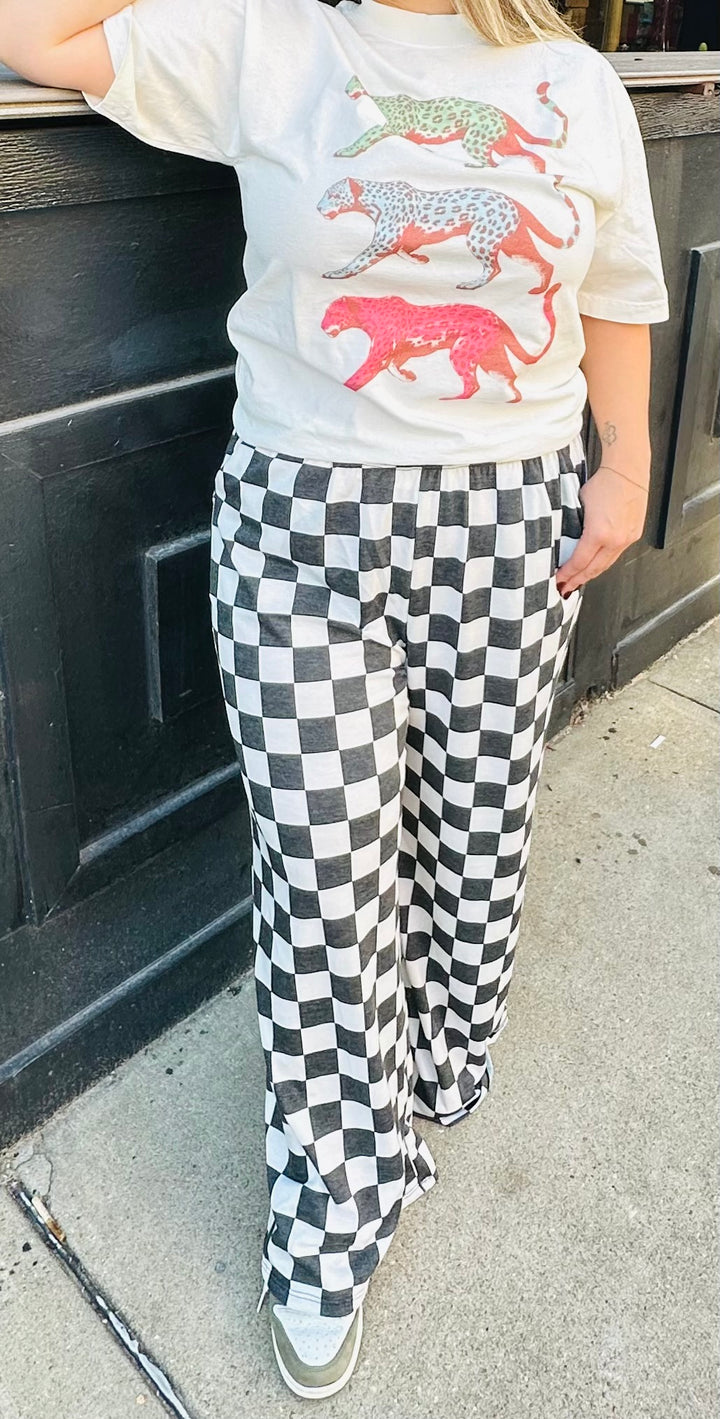 High Waist Checkerd  Pants