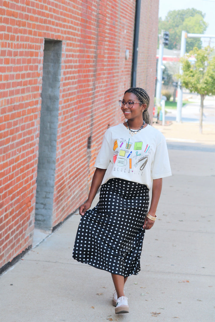 Polka Dot Satin Skirt