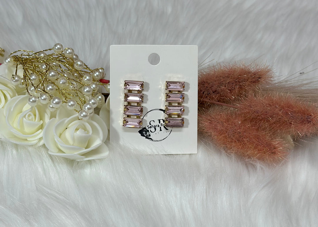 Strip of rhinestones dangle earrings