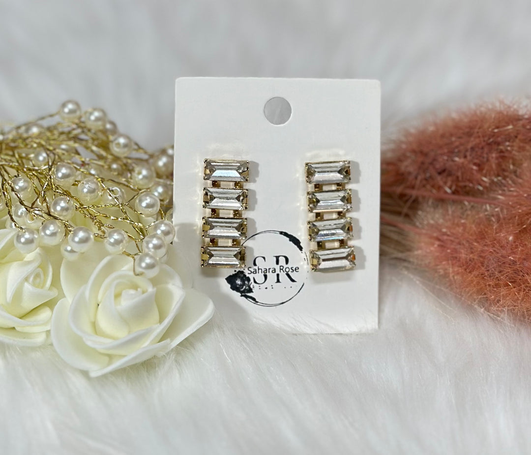 Strip of rhinestones dangle earrings