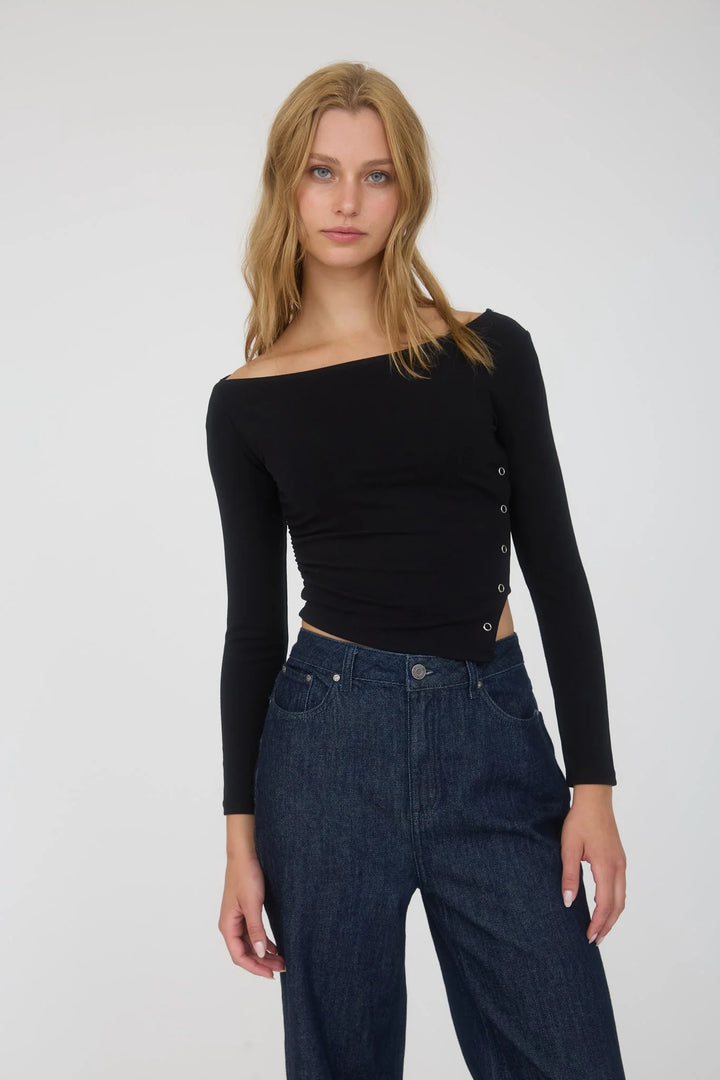 Asymmetrical knit crop top