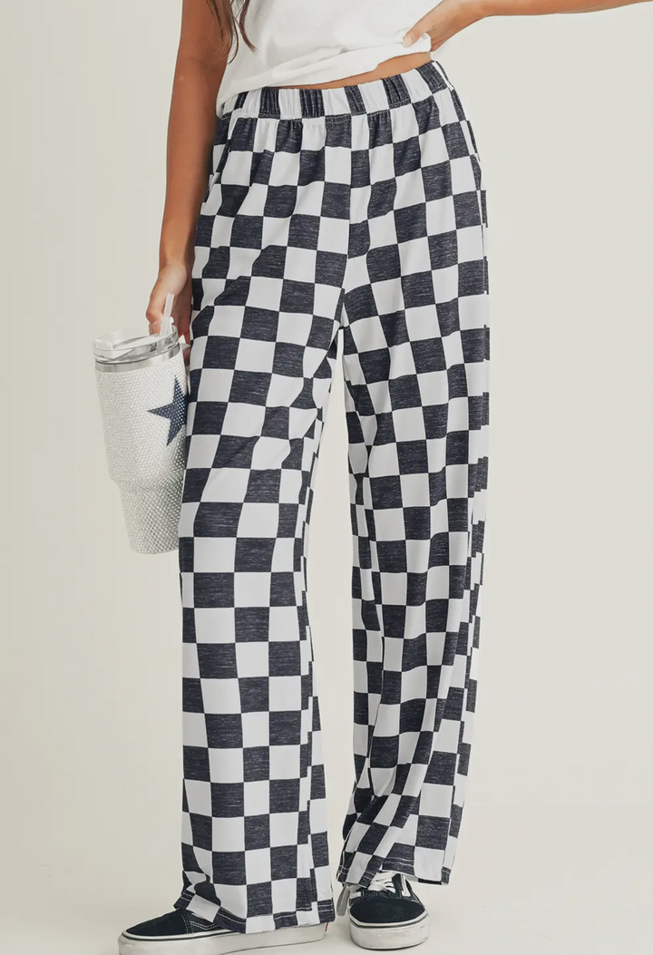 High Waist Checkerd  Pants