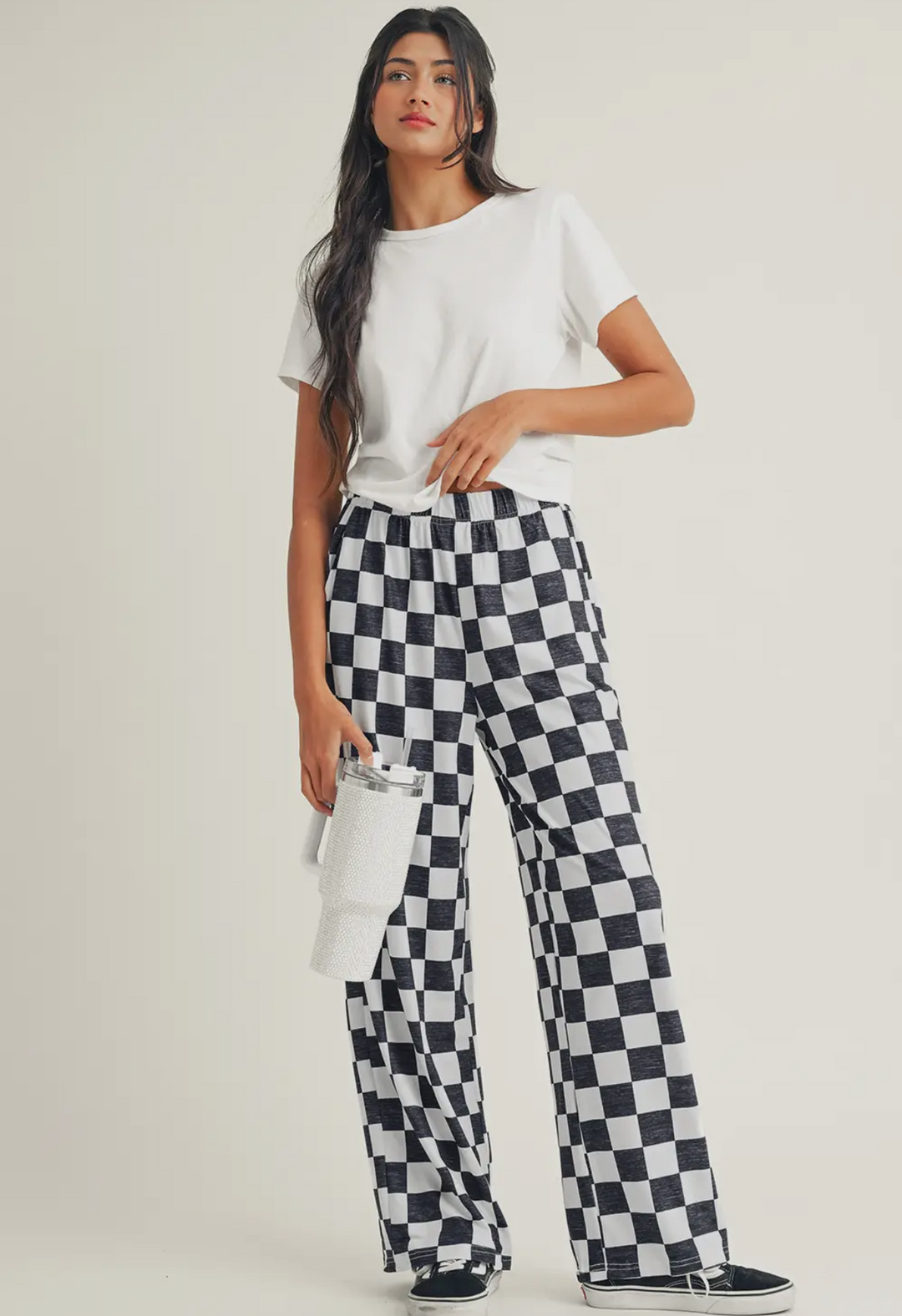 High Waist Checkerd  Pants