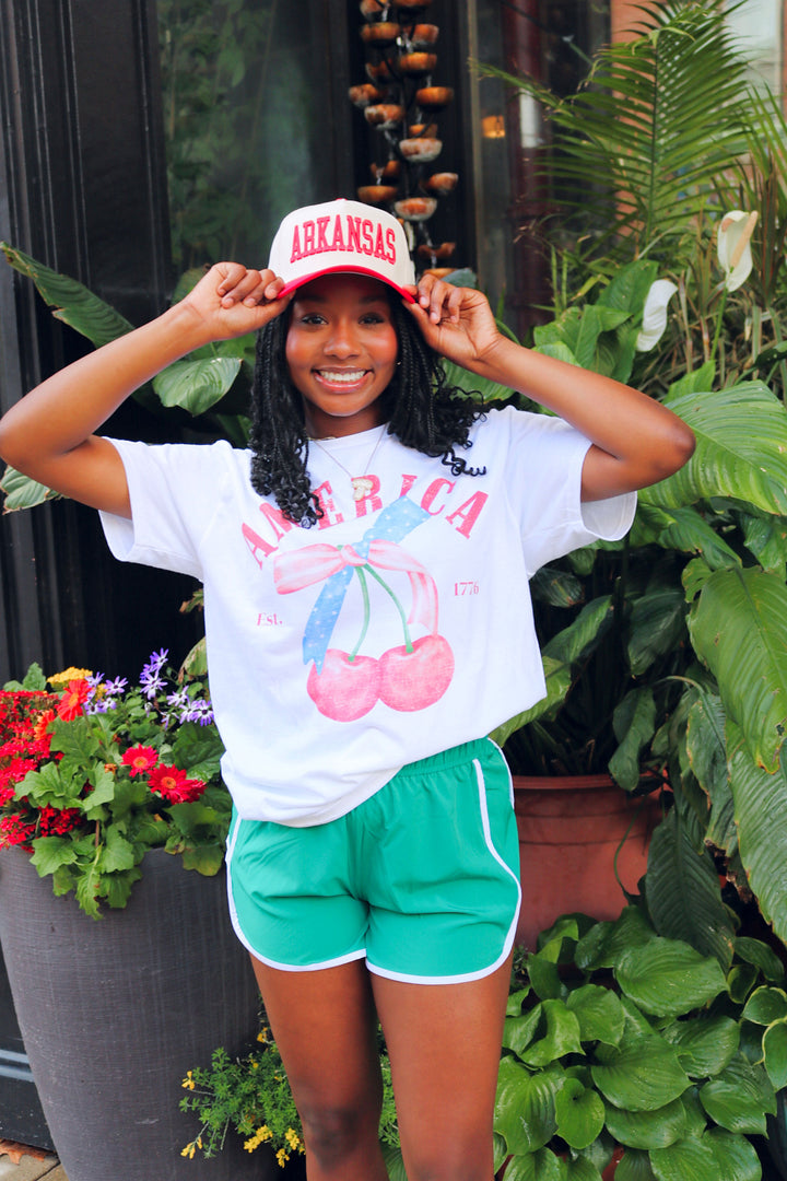 America USA Cherry Graphic Tee