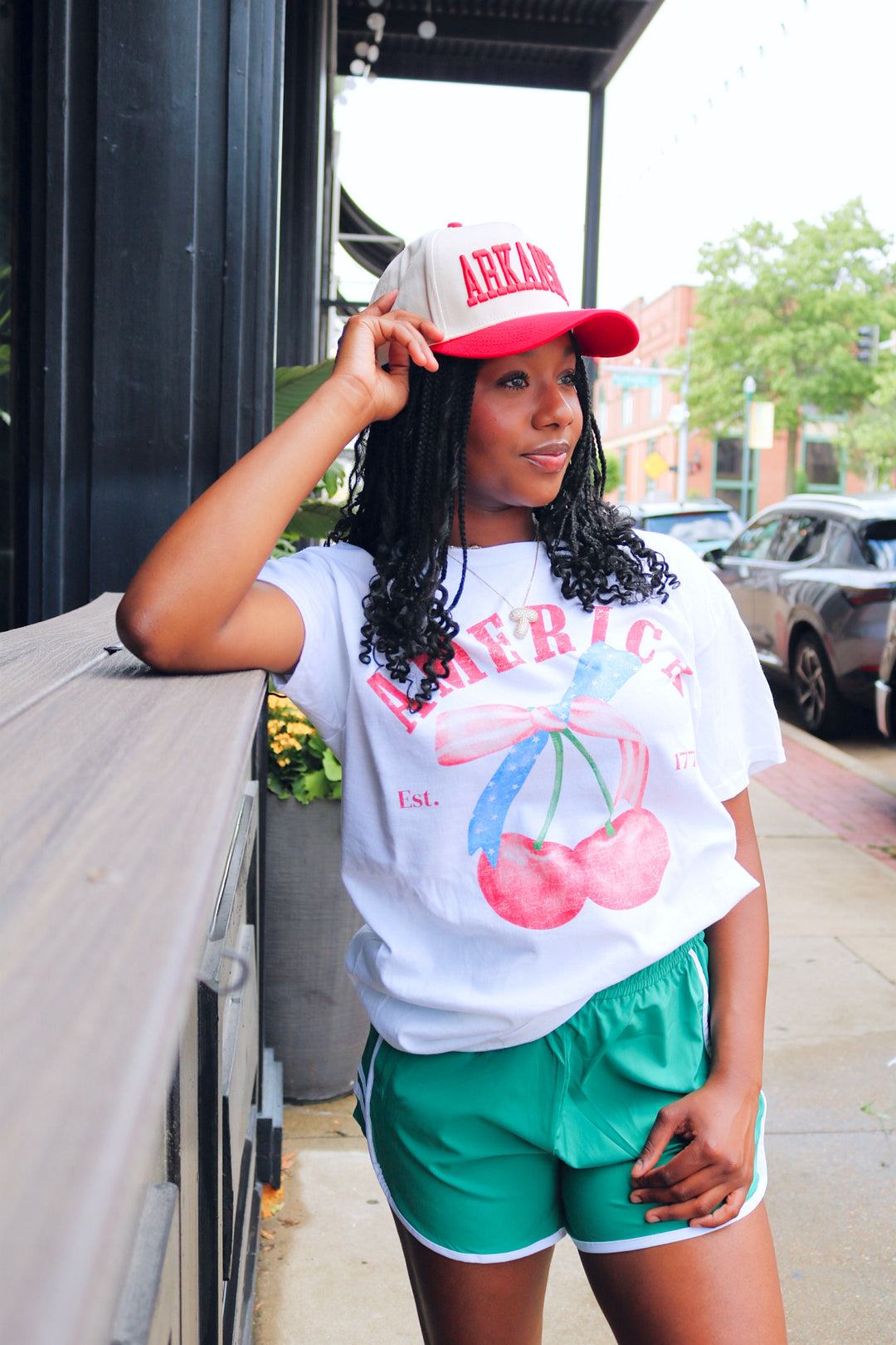 America USA Cherry Graphic Tee
