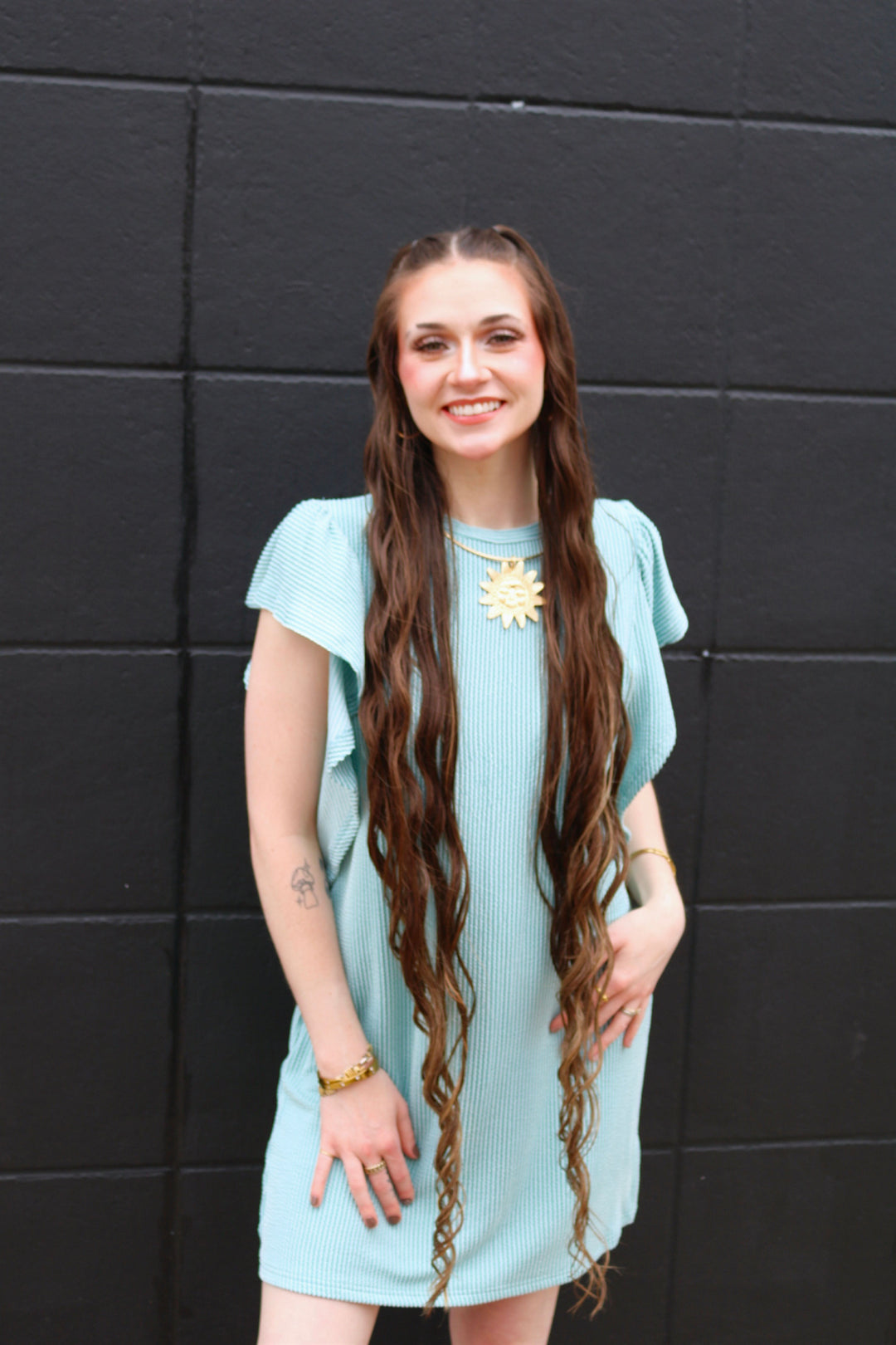 Ribbed Blue Dress