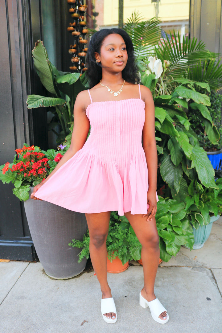 Sleeveless Pleated Romper