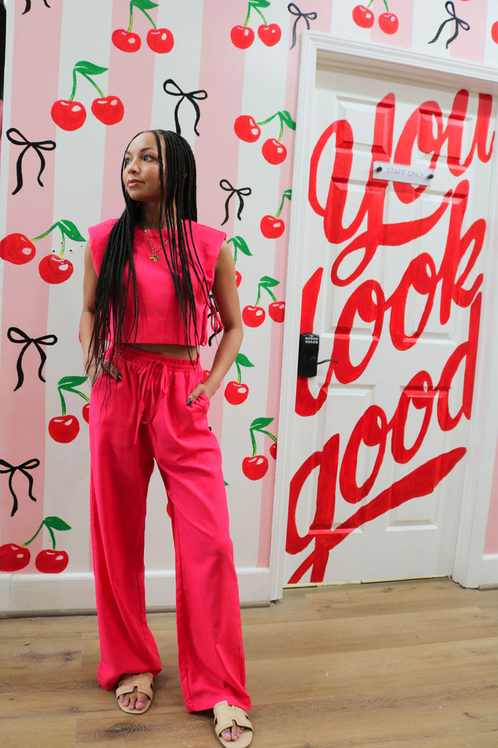 Crop Top & Wide-leg Pants Set