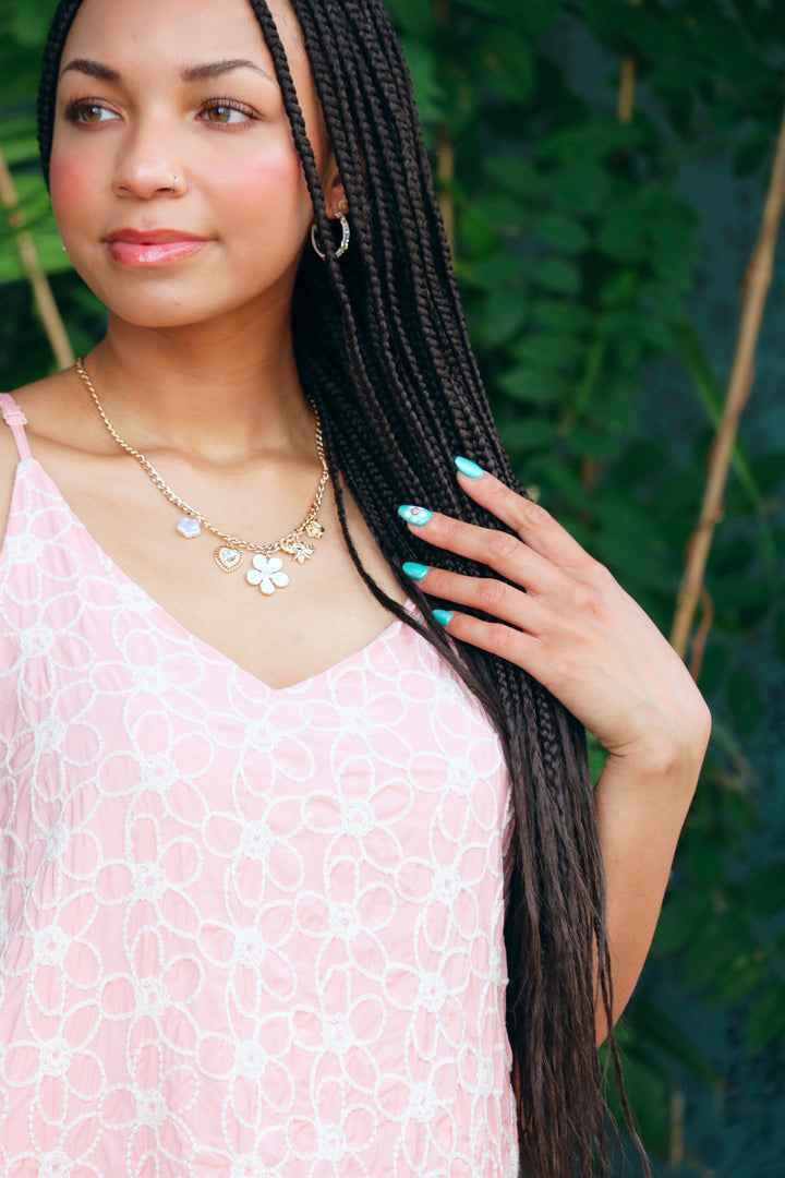 Multiple Charm Curb Chain Necklace