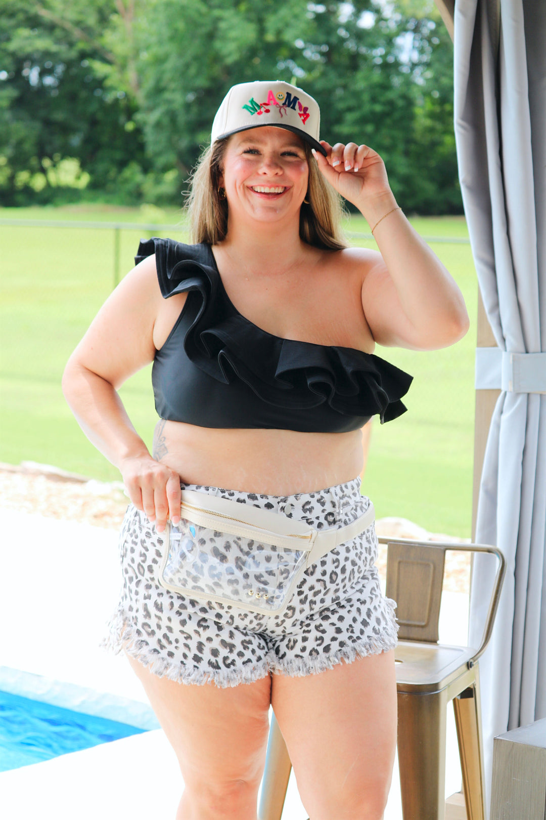 Leopard Frayed Hem Denim Shorts