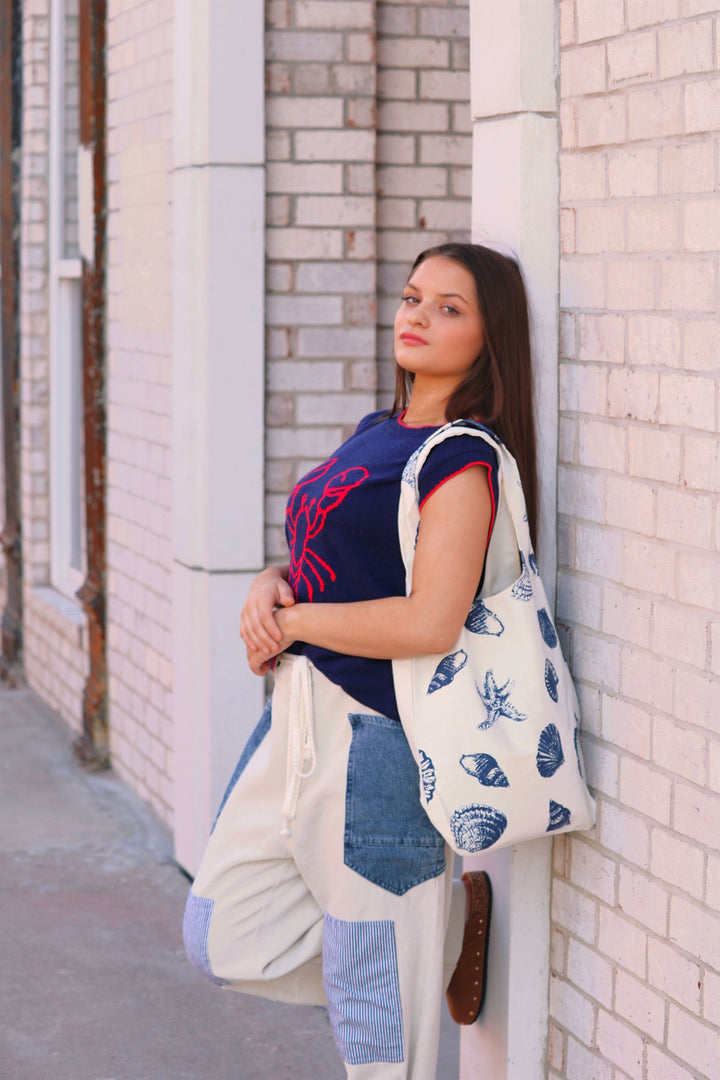 Boho Starfish Shell Canvas Shoulder Tote Bag