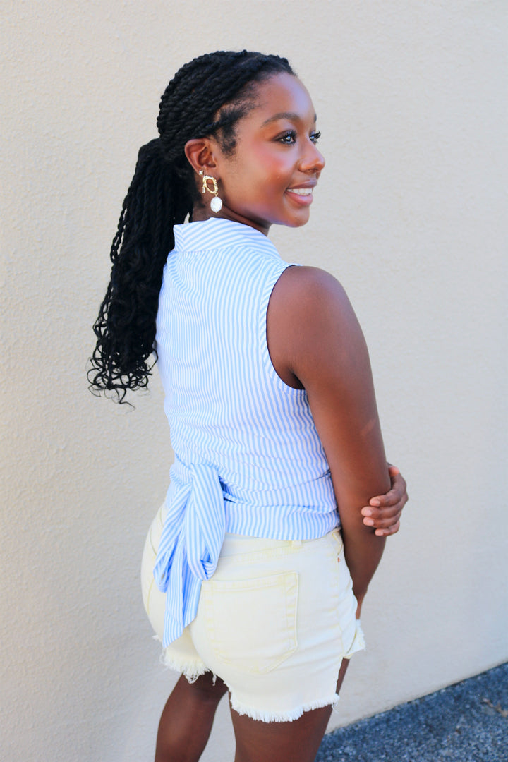 Striped Wrap Front Cami Top