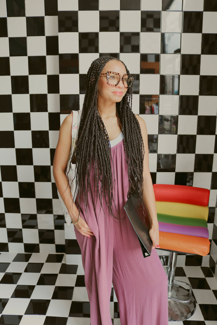 Rayon Challis Wide Leg Jumpsuit With Adj Spaghettis