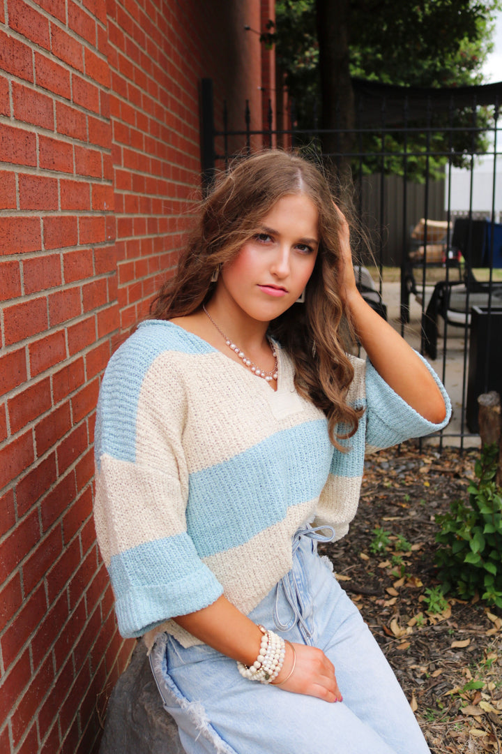 Striped Design Patch Sweater