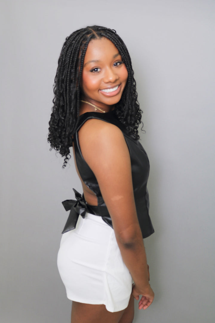 High Waist White Skort