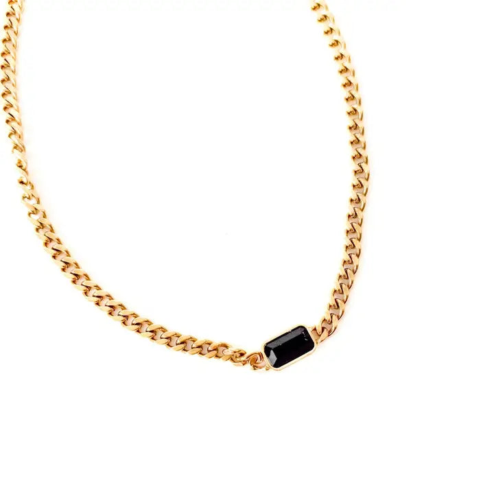 Black Stone Waterproof Chain Necklace