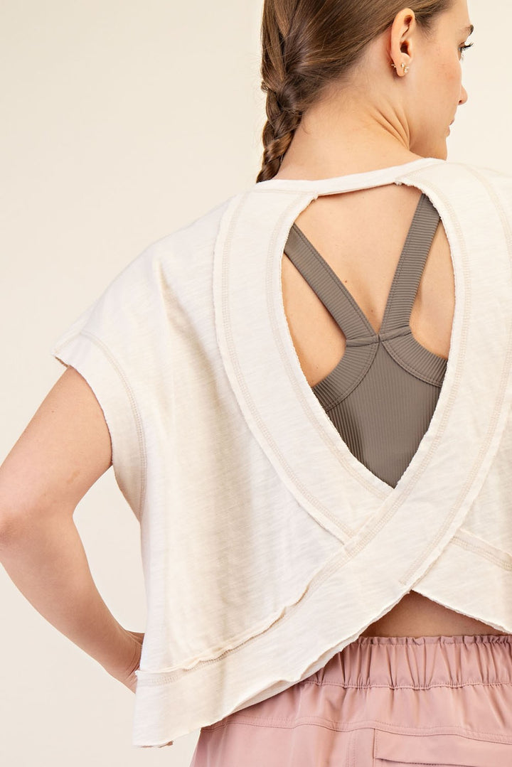 Cotton Slub Open Back Top